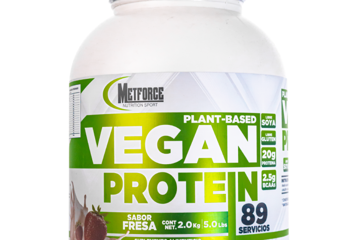 Bote de Vegan Protein la proteina vegana de Metforce rinde 89 servicios